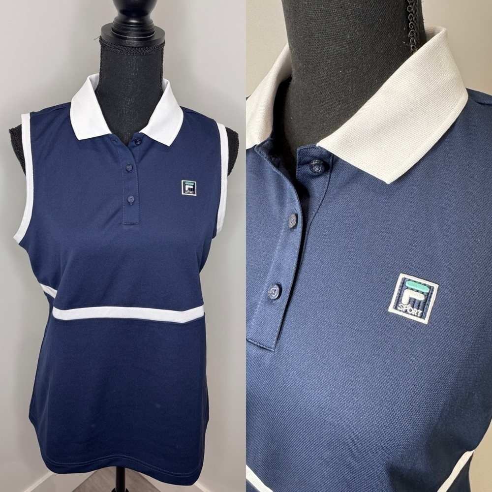 Fila Sport Navy Blue Sleeveless Polo Women's Top (M)